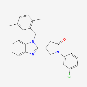 molecular formula C26H24ClN3O B11424000 1-(3-chlorophenyl)-4-[1-(2,5-dimethylbenzyl)-1H-benzimidazol-2-yl]pyrrolidin-2-one 