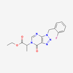 molecular formula C16H16FN5O3 B11424024 ethyl 2-(3-(2-fluorobenzyl)-7-oxo-3H-[1,2,3]triazolo[4,5-d]pyrimidin-6(7H)-yl)propanoate 