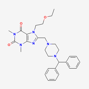 8-[(4-benzhydrylpiperazin-1-yl)methyl]-7-(2-ethoxyethyl)-1,3-dimethyl-3,7-dihydro-1H-purine-2,6-dione