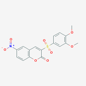 molecular formula C17H13NO8S B11424029 3-[(3,4-dimethoxyphenyl)sulfonyl]-6-nitro-2H-chromen-2-one 