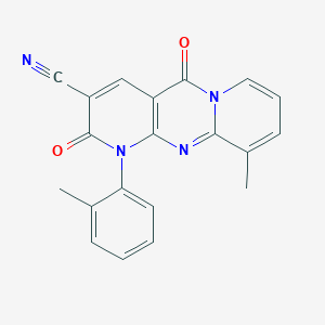 11-methyl-7-(2-methylphenyl)-2,6-dioxo-1,7,9-triazatricyclo[8.4.0.03,8]tetradeca-3(8),4,9,11,13-pentaene-5-carbonitrile