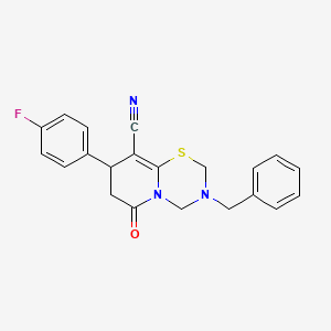 molecular formula C21H18FN3OS B11424114 3-benzyl-8-(4-fluorophenyl)-6-oxo-3,4,7,8-tetrahydro-2H,6H-pyrido[2,1-b][1,3,5]thiadiazine-9-carbonitrile 