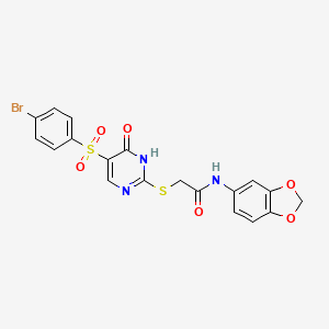 N-(1,3-benzodioxol-5-yl)-2-({5-[(4-bromophenyl)sulfonyl]-6-oxo-1,6-dihydropyrimidin-2-yl}sulfanyl)acetamide