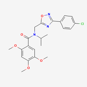 molecular formula C22H24ClN3O5 B11424203 N-{[3-(4-chlorophenyl)-1,2,4-oxadiazol-5-yl]methyl}-2,4,5-trimethoxy-N-(propan-2-yl)benzamide 