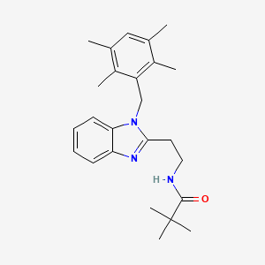 molecular formula C25H33N3O B11424211 2,2-dimethyl-N-{2-[1-(2,3,5,6-tetramethylbenzyl)-1H-benzimidazol-2-yl]ethyl}propanamide 