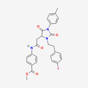 Methyl 4-[({3-[2-(4-fluorophenyl)ethyl]-1-(4-methylphenyl)-2,5-dioxoimidazolidin-4-yl}acetyl)amino]benzoate