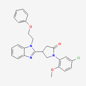 molecular formula C26H24ClN3O3 B11424218 1-(5-chloro-2-methoxyphenyl)-4-[1-(2-phenoxyethyl)-1H-benzimidazol-2-yl]pyrrolidin-2-one 