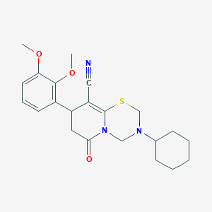 3-cyclohexyl-8-(2,3-dimethoxyphenyl)-6-oxo-3,4,7,8-tetrahydro-2H,6H-pyrido[2,1-b][1,3,5]thiadiazine-9-carbonitrile