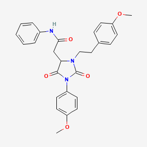 molecular formula C27H27N3O5 B11424286 2-[1-(4-methoxyphenyl)-3-[2-(4-methoxyphenyl)ethyl]-2,5-dioxoimidazolidin-4-yl]-N-phenylacetamide 