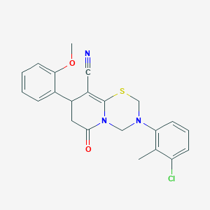 molecular formula C22H20ClN3O2S B11424287 3-(3-chloro-2-methylphenyl)-8-(2-methoxyphenyl)-6-oxo-3,4,7,8-tetrahydro-2H,6H-pyrido[2,1-b][1,3,5]thiadiazine-9-carbonitrile 