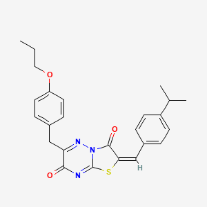 (2E)-2-[4-(propan-2-yl)benzylidene]-6-(4-propoxybenzyl)-7H-[1,3]thiazolo[3,2-b][1,2,4]triazine-3,7(2H)-dione