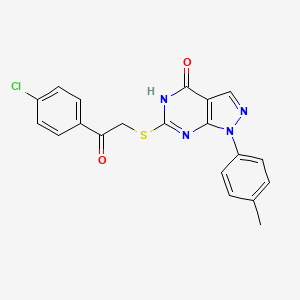 molecular formula C20H15ClN4O2S B11424341 6-((2-(4-chlorophenyl)-2-oxoethyl)thio)-1-(p-tolyl)-1H-pyrazolo[3,4-d]pyrimidin-4(5H)-one 