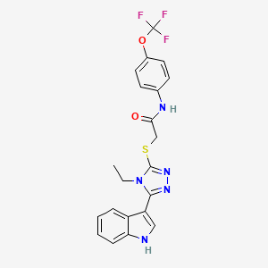 molecular formula C21H18F3N5O2S B11424361 2-{[4-Ethyl-5-(1H-indol-3-YL)-4H-1,2,4-triazol-3-YL]sulfanyl}-N-[4-(trifluoromethoxy)phenyl]acetamide 