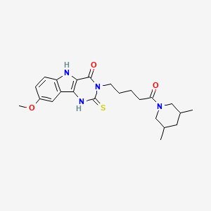 3-[5-(3,5-dimethylpiperidin-1-yl)-5-oxopentyl]-8-methoxy-2-thioxo-1,2,3,5-tetrahydro-4H-pyrimido[5,4-b]indol-4-one