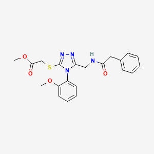 molecular formula C21H22N4O4S B11424370 methyl [(4-(2-methoxyphenyl)-5-{[(phenylacetyl)amino]methyl}-4H-1,2,4-triazol-3-yl)thio]acetate 