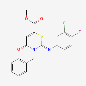 molecular formula C19H14ClFN2O3S B11424405 methyl (2Z)-3-benzyl-2-[(3-chloro-4-fluorophenyl)imino]-4-oxo-3,4-dihydro-2H-1,3-thiazine-6-carboxylate 