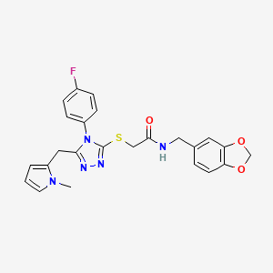 molecular formula C24H22FN5O3S B11424409 N-(benzo[d][1,3]dioxol-5-ylmethyl)-2-((4-(4-fluorophenyl)-5-((1-methyl-1H-pyrrol-2-yl)methyl)-4H-1,2,4-triazol-3-yl)thio)acetamide 