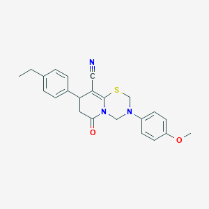 8-(4-ethylphenyl)-3-(4-methoxyphenyl)-6-oxo-3,4,7,8-tetrahydro-2H,6H-pyrido[2,1-b][1,3,5]thiadiazine-9-carbonitrile