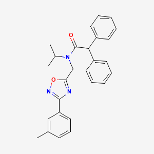 molecular formula C27H27N3O2 B11424477 N-{[3-(3-methylphenyl)-1,2,4-oxadiazol-5-yl]methyl}-2,2-diphenyl-N-(propan-2-yl)acetamide 