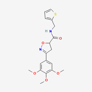 molecular formula C18H20N2O5S B11424480 N-(thiophen-2-ylmethyl)-3-(3,4,5-trimethoxyphenyl)-4,5-dihydro-1,2-oxazole-5-carboxamide 