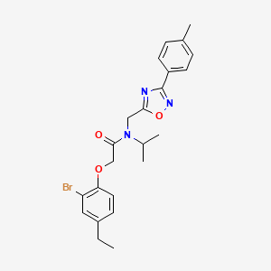 molecular formula C23H26BrN3O3 B11424488 2-(2-bromo-4-ethylphenoxy)-N-{[3-(4-methylphenyl)-1,2,4-oxadiazol-5-yl]methyl}-N-(propan-2-yl)acetamide 