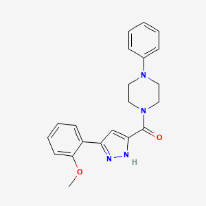 molecular formula C21H22N4O2 B11424504 1-[3-(2-Methoxyphenyl)-1H-pyrazole-5-carbonyl]-4-phenylpiperazine 