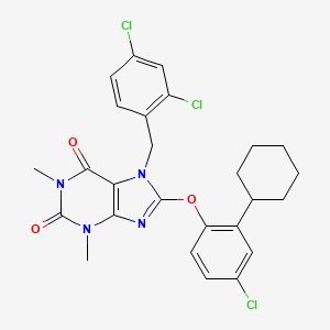 8-(4-chloro-2-cyclohexylphenoxy)-7-(2,4-dichlorobenzyl)-1,3-dimethyl-3,7-dihydro-1H-purine-2,6-dione