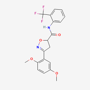 molecular formula C19H17F3N2O4 B11424576 3-(2,5-dimethoxyphenyl)-N-[2-(trifluoromethyl)phenyl]-4,5-dihydro-1,2-oxazole-5-carboxamide 