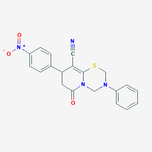 8-(4-nitrophenyl)-6-oxo-3-phenyl-3,4,7,8-tetrahydro-2H,6H-pyrido[2,1-b][1,3,5]thiadiazine-9-carbonitrile