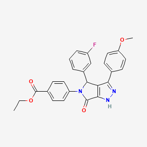 ethyl 4-[4-(3-fluorophenyl)-3-(4-methoxyphenyl)-6-oxo-4,6-dihydropyrrolo[3,4-c]pyrazol-5(1H)-yl]benzoate