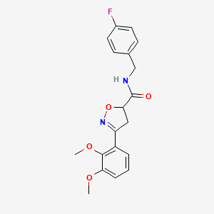 molecular formula C19H19FN2O4 B11424622 3-(2,3-dimethoxyphenyl)-N-(4-fluorobenzyl)-4,5-dihydro-1,2-oxazole-5-carboxamide 