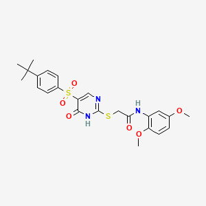 2-({5-[(4-tert-butylphenyl)sulfonyl]-6-oxo-1,6-dihydropyrimidin-2-yl}sulfanyl)-N-(2,5-dimethoxyphenyl)acetamide