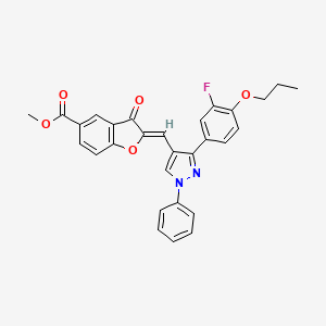 methyl (2Z)-2-{[3-(3-fluoro-4-propoxyphenyl)-1-phenyl-1H-pyrazol-4-yl]methylidene}-3-oxo-2,3-dihydro-1-benzofuran-5-carboxylate