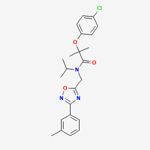 2-(4-chlorophenoxy)-2-methyl-N-{[3-(3-methylphenyl)-1,2,4-oxadiazol-5-yl]methyl}-N-(propan-2-yl)propanamide