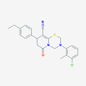 molecular formula C23H22ClN3OS B11424658 3-(3-chloro-2-methylphenyl)-8-(4-ethylphenyl)-6-oxo-3,4,7,8-tetrahydro-2H,6H-pyrido[2,1-b][1,3,5]thiadiazine-9-carbonitrile 