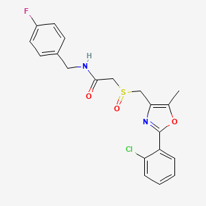 molecular formula C20H18ClFN2O3S B11424680 2-{[2-(2-Chlorophenyl)-5-methyl-1,3-oxazol-4-YL]methanesulfinyl}-N-[(4-fluorophenyl)methyl]acetamide 