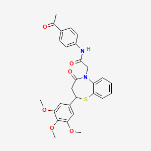 N-(4-acetylphenyl)-2-(4-oxo-2-(3,4,5-trimethoxyphenyl)-3,4-dihydrobenzo[b][1,4]thiazepin-5(2H)-yl)acetamide