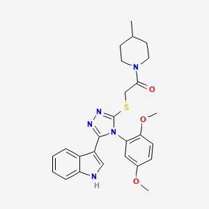 2-((4-(2,5-dimethoxyphenyl)-5-(1H-indol-3-yl)-4H-1,2,4-triazol-3-yl)thio)-1-(4-methylpiperidin-1-yl)ethanone