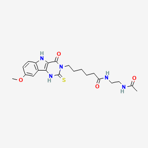 molecular formula C21H27N5O4S B11424727 N-(2-acetamidoethyl)-6-{8-methoxy-4-oxo-2-sulfanylidene-1H,2H,3H,4H,5H-pyrimido[5,4-b]indol-3-yl}hexanamide 