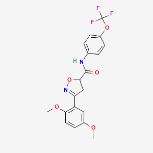 molecular formula C19H17F3N2O5 B11424767 3-(2,5-dimethoxyphenyl)-N-[4-(trifluoromethoxy)phenyl]-4,5-dihydro-1,2-oxazole-5-carboxamide 