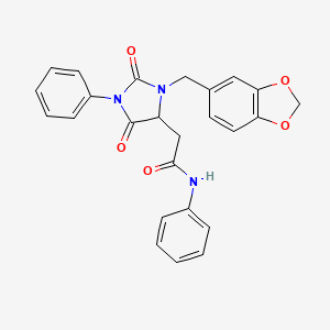 2-[3-(1,3-benzodioxol-5-ylmethyl)-2,5-dioxo-1-phenylimidazolidin-4-yl]-N-phenylacetamide