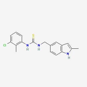 molecular formula C18H18ClN3S B11424799 1-(3-chloro-2-methylphenyl)-3-[(2-methyl-1H-indol-5-yl)methyl]thiourea 