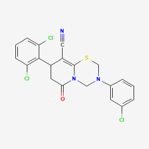 molecular formula C20H14Cl3N3OS B11424831 3-(3-chlorophenyl)-8-(2,6-dichlorophenyl)-6-oxo-3,4,7,8-tetrahydro-2H,6H-pyrido[2,1-b][1,3,5]thiadiazine-9-carbonitrile 