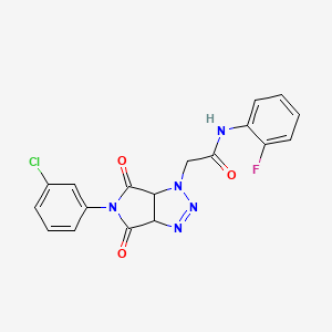 molecular formula C18H13ClFN5O3 B11424833 2-[5-(3-chlorophenyl)-4,6-dioxo-4,5,6,6a-tetrahydropyrrolo[3,4-d][1,2,3]triazol-1(3aH)-yl]-N-(2-fluorophenyl)acetamide 