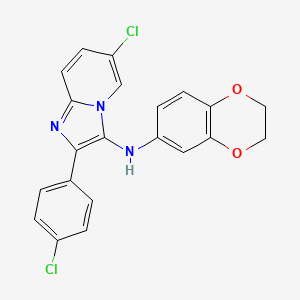 6-chloro-2-(4-chlorophenyl)-N-(2,3-dihydro-1,4-benzodioxin-6-yl)imidazo[1,2-a]pyridin-3-amine