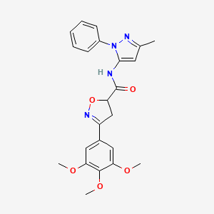 molecular formula C23H24N4O5 B11424855 N-(3-methyl-1-phenyl-1H-pyrazol-5-yl)-3-(3,4,5-trimethoxyphenyl)-4,5-dihydro-1,2-oxazole-5-carboxamide 