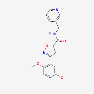 molecular formula C18H19N3O4 B11424893 3-(2,5-dimethoxyphenyl)-N-(pyridin-3-ylmethyl)-4,5-dihydro-1,2-oxazole-5-carboxamide 