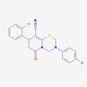 3-(4-bromophenyl)-8-(2-chlorophenyl)-6-oxo-3,4,7,8-tetrahydro-2H,6H-pyrido[2,1-b][1,3,5]thiadiazine-9-carbonitrile