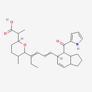 molecular formula C29H39NO4 B1142493 2-[5-methyl-6-[6-[4-(1H-pyrrole-2-carbonyl)-2,3,3a,4,5,7a-hexahydro-1H-inden-5-yl]hexa-3,5-dien-3-yl]oxan-2-yl]propanoic acid CAS No. 117615-33-5