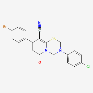 8-(4-bromophenyl)-3-(4-chlorophenyl)-6-oxo-3,4,7,8-tetrahydro-2H,6H-pyrido[2,1-b][1,3,5]thiadiazine-9-carbonitrile